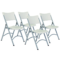 NPS 600 Series Heavy Duty Plastic Folding Chair, Supports Up to 500 lb, 18" Seat Height, Gray Seat/Back/Base, 4/Pack (602)