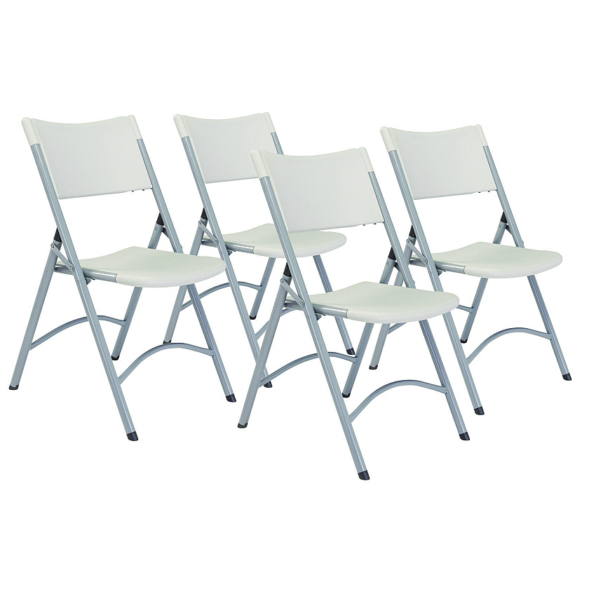 NPS 600 Series Heavy Duty Plastic Folding Chair, Supports Up to 500 lb, 18" Seat Height, Gray Seat/Back/Base, 4/Pack (602)