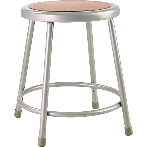 6200 Series Heavy Duty Steel Stool, Backless, Supports Up To 500 Lb, 18" Seat Height, Brown Seat, Gray Base