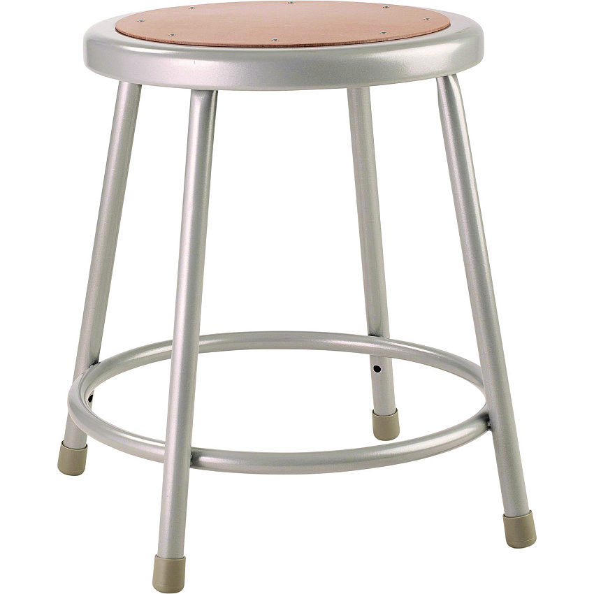 6200 Series Heavy Duty Steel Stool, Backless, Supports Up To 500 Lb, 18" Seat Height, Brown Seat, Gray Base
