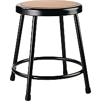 6200 Series Heavy Duty Steel Stool, Backless, Supports Up To 500 Lb, 18" Seat Height, Brown Seat, Black Base