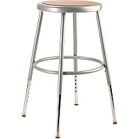 6200 Series Height Adjustable Heavy Duty Steel Stool, Backless, Supports 500lb, 19" To 27" Seat Height, Brown Seat, Gray Base