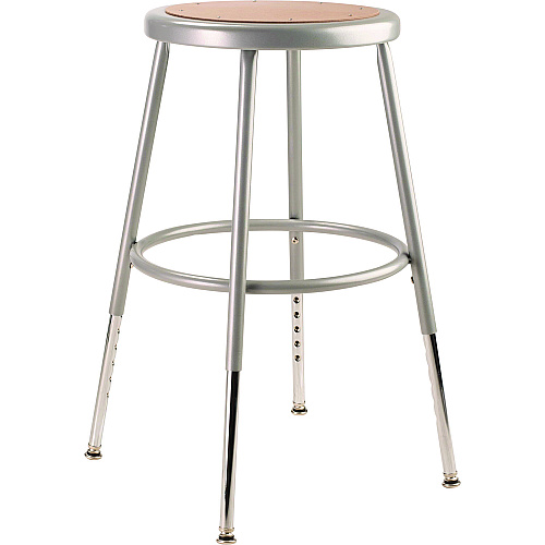 6200 Series Height Adjustable Heavy Duty Steel Stool, Backless, Supports 500lb, 19" To 27" Seat Height, Brown Seat, Gray Base