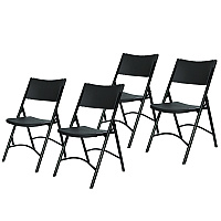 NPS 600 Series Heavy Duty Plastic Folding Chair, Supports Up to 500 lb, 18" Seat Height, Black Seat/Back/Base, 4/Pack (610)
