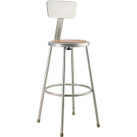 6200 Series Heavy Duty Steel Stool With Backrest, Supports Up To 500 Lb, 30" Seat Height, Brown Seat, Gray Back/base