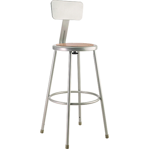 6200 Series Heavy Duty Steel Stool With Backrest, Supports Up To 500 Lb, 30" Seat Height, Brown Seat, Gray Back/base