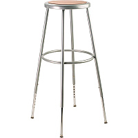 6204 Series Height Adjustable Heavy Duty Steel Stool, Backless, Supports 500 Lb, 31" To 39" Seat Height, Brown Seat/gray Base