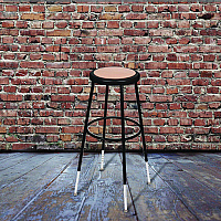 6200 Series Height Adjustable Heavy Duty Steel Stool, Backless, Supports 500 Lb, 31" To 39" Seat Height, Brown Seat/blk Base