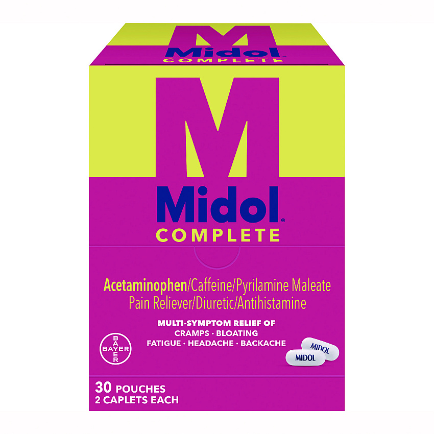 Midol Complete Menstrual Caplets, 2/Pack, 30 Packs/Box (64458)