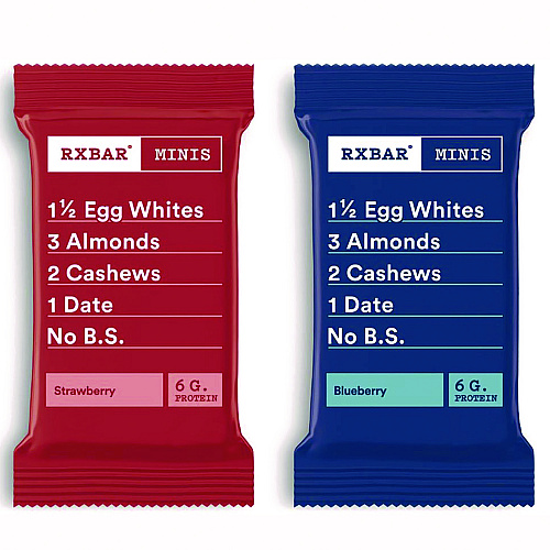 RXBAR Minis Protein Bars Variety Pack, Blueberry/Strawberry, 0.9 oz Bar, 8/Box (KEE00737)