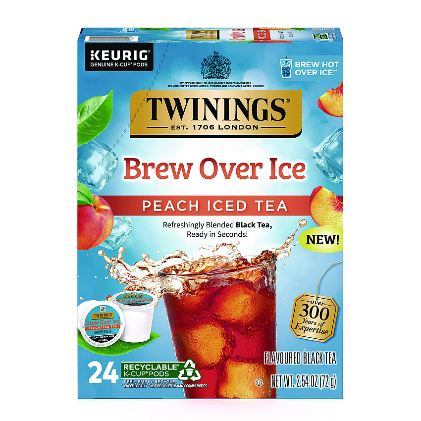 TWININGS Brew Over Ice K-Cups, Peach, 24/Box (TNA23196)