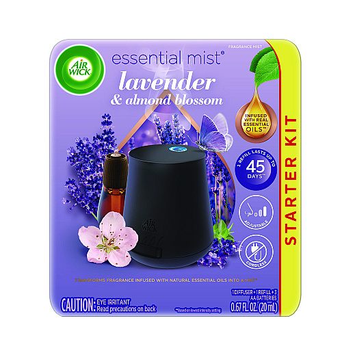 Air Wick Essential Mist Starter Kit, Lavender and Almond Blossom, 0.67 oz Bottle (6233802034)
