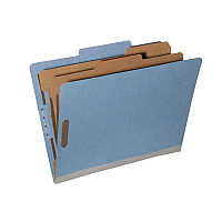 AbilityOne 7530014181314, SKILCRAFT Classification Folder, 2 Dividers, 6 Fasteners, Letter Size, Blue Exterior, 10/Box