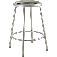 6400 Series Fixed Height Heavy Duty Vinyl Padded Steel Stool, Backless, Supports 500 Lb, 24" Seat Height, Gray Seat/base