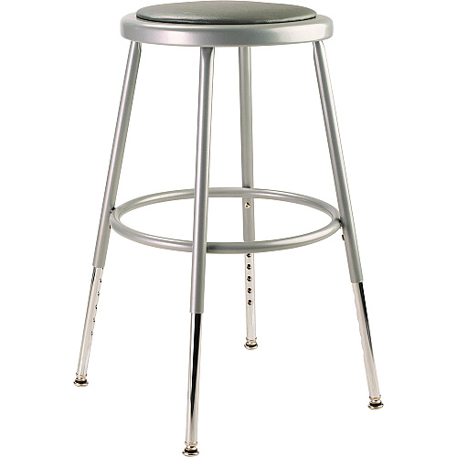6400 Series Height Adjustable Hd Vinyl Padded Steel Stool, Backless, Supports 500 Lb, 18.5"-26.5" Seat Height, Gray Seat/base