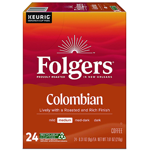 Folgers 100% Colombian Coffee K-Cups, 24/Box (6659)