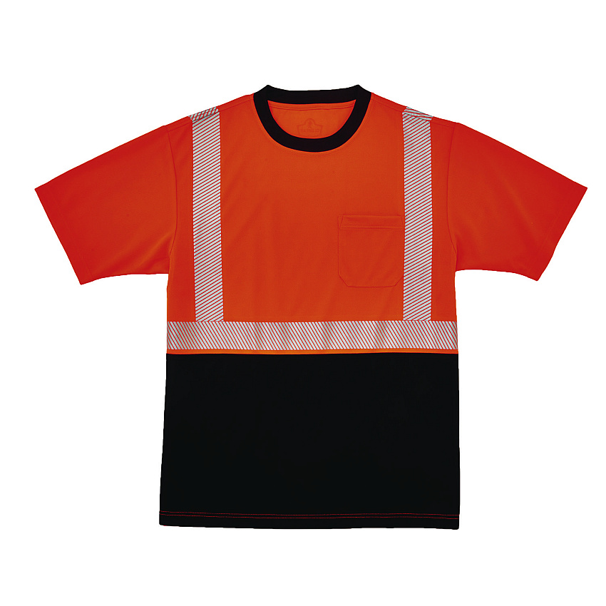 ergodyne GloWear 8280BK Class 2 Performance T-Shirt with Black Bottom, 10X-Large Long, Orange (22624)