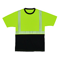 ergodyne GloWear 8280BK Class 2 Performance T-Shirt with Black Bottom, 8X-Large Long, Lime (22572)