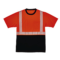 ergodyne GloWear 8280BK Class 2 Performance T-Shirt with Black Bottom, 7X-Large Long, Orange (22621)