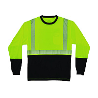 ergodyne GloWear 8281BK Class 2 Long Sleeve Shirt with Black Bottom, 2X-Large Long, Lime (22656)