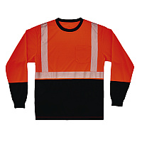 ergodyne GloWear 8281BK Class 2 Long Sleeve Shirt with Black Bottom, 5X-Large Long, Orange (22919)