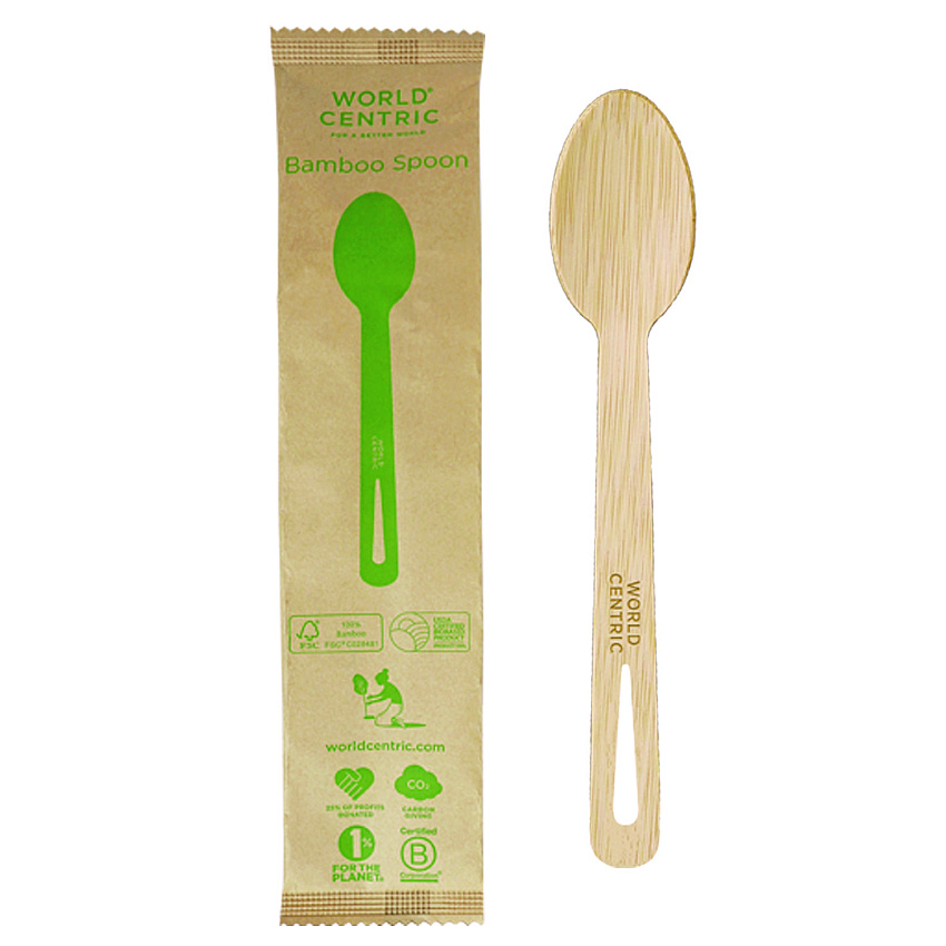 World Centric Bamboo Cutlery, Spoon, Paper, Natural, 750/Carton (SPBBI)