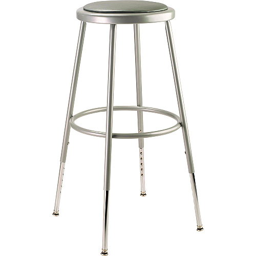 6400 Series Height Adjustable Heavy Duty Vinyl Padded Steel Stool, Supports 500 Lbs, 25" To 33" Seat Height, Gray Seat/base