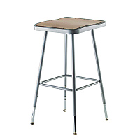 6300 Series Height Adjust Heavy Duty Square Seat Steel Stool, Backless, 500lb, 23.75" To 31.75" Height, Brown Seat, Gray Base
