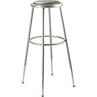 NPS 6400 Series Height Adjust Heavy Duty Vinyl Padded Steel Stool, Backless, Support 500lb, 30.5" to 38.5" Height, Gray Seat/Base (6430H)