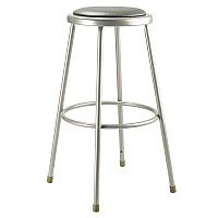 NPS 6400 Series Fixed Height Heavy Duty Vinyl Padded Steel Stool, Backless, Supports 500 lb, 30" Seat Height, Gray Seat/Base (6430)