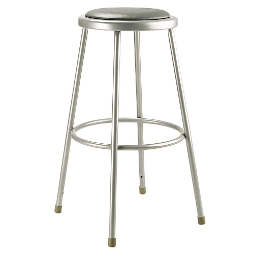NPS 6400 Series Fixed Height Heavy Duty Vinyl Padded Steel Stool, Backless, Supports 500 lb, 30" Seat Height, Gray Seat/Base (6430)