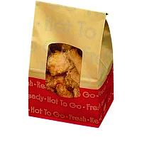 Bagcraft ToGo EcoCraft Grease-Resistant Deli Window Bag, Hot ToGo Labeling, 6.13 x 4 x 12.38, 8 lb Capacity, 500/Carton (300609)