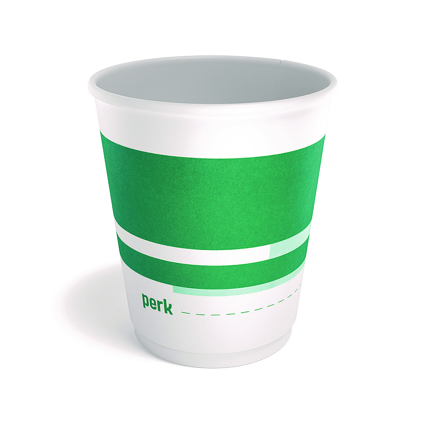Perk Insulated Paper Cup, 10 oz, White/Teal, 40/Pack (59482)