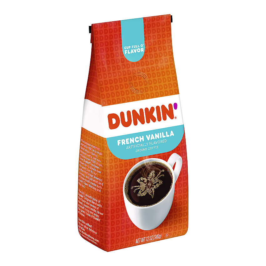 Dunkin Donuts French Vanilla Coffee, 12 oz Bag (00047)