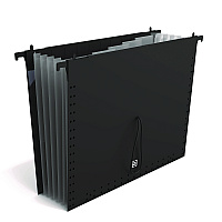 TRU RED Moisture-Resistant Hanging Pocket File, 7 Sections, 1/5-Cut Tabs, Letter Size, Black (653700)