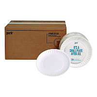 Perk Economy Paper Plates, 6" dia, White, 250/Pack, 4 Packs/Carton (519418)