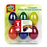 Crayola My First Washable Palm Grasp Crayons, Assorted Colors, 6/Pack (2753071)