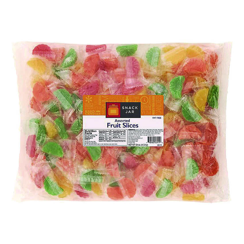 Snack Jar Assorted Fruit Slices, Individually Wrapped, 3.4 lb Bag, 125 Pieces/Bag (MYS23911)