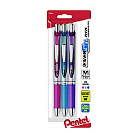 Pentel EnerGel RTX Gel Pen, Retractable, Medium 0.7 mm, Assorted Pastel Ink and Barrel Colors, 3/Pack (BL77BP3M1)