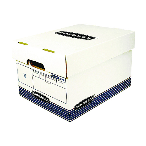 Bankers Box R-KIVE Heavy-Duty Storage Boxes, Letter/Legal Files, 10 x 15 x 12, White/Blue, 20/Bundle (0077101)