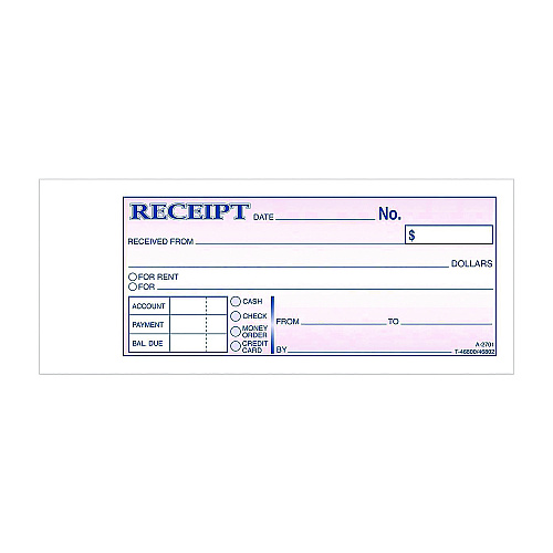 Adams Money/Rent Receipt Book, Two-Part Carbonless, 6.69 x 2.75, 50 Receipts/Book, 5 Books/Pack (DC2701)