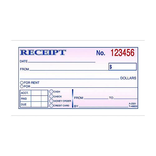 Adams Money/Rent Receipt Book, Two-Part Carbonless, 4.88 x 2.75, 50 Receipts/Book, 3 Books/Pack (DC25013)