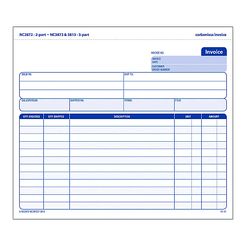 Adams Multipart General-Purpose Invoice Forms, Two-Part Carbonless, 8.5 x 6.94, 50 Forms Total (NC287250)