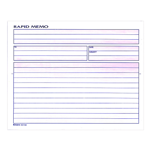 Adams Rapid Memo Pad, Two-Part Carbonless, 8.5 x 7.75, 50 Forms Total (SC1158)