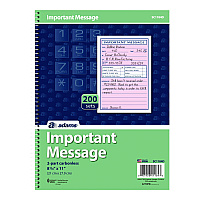 Adams Important Message Book, Two-Part Carbonless, 4 Forms/Sheet, 200 Forms Total (SC1184D)