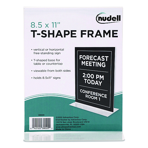 NuDell Acrylic Sign Holder, 8.5" x 11", Clear (38020)