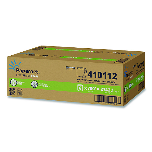 Papernet HyTech Seas Hardwound Roll Towel Kraft, 1-Ply, 7.9" x 700 ft, Brown, 6/Carton (410112)