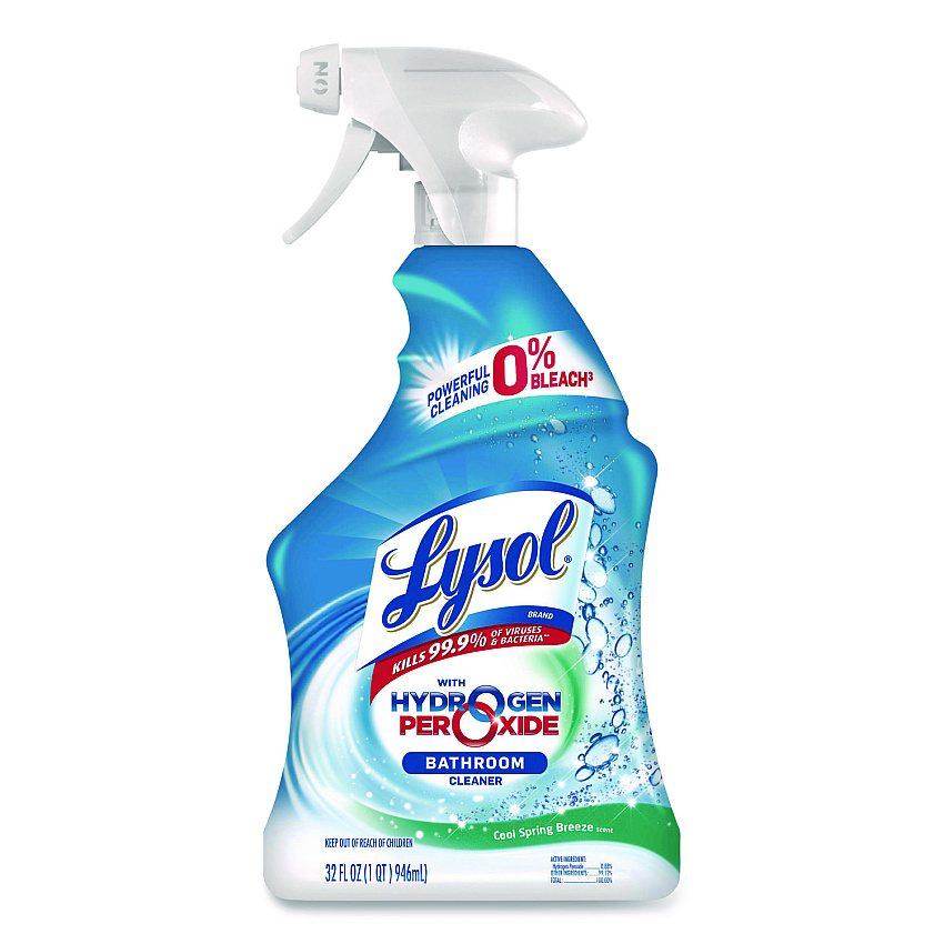 Lysol&reg; Bathroom Cleaner with Hydrogen Peroxide, Cool Spring Breeze, 32 oz Trigger Spray Bottle (99828EA)