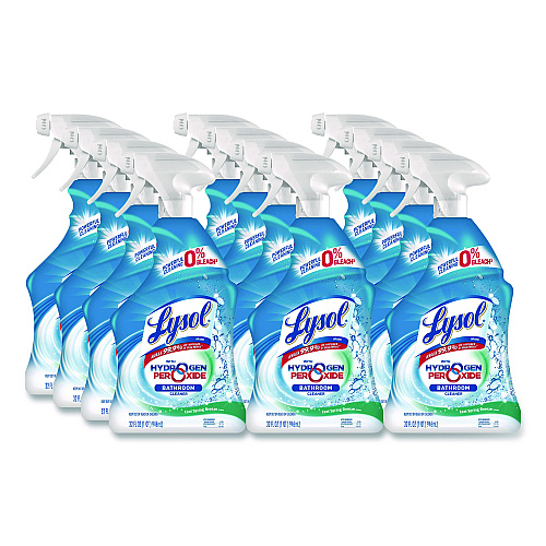 Lysol&reg; Bathroom Cleaner with Hydrogen Peroxide, Cool Spring Breeze, 32 oz Trigger Spray Bottle, 12/Carton (99828CT)