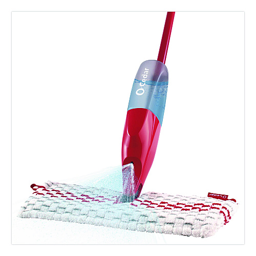O-Cedar ProMist MAX Spray Mop, Red/White/Gray Microfiber Head, 48" Red/Black/Gray Plastic Handle, 4/Carton (173563CT)